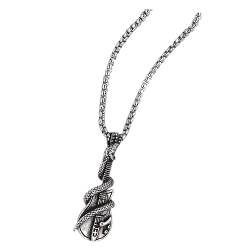 VALICLUD Herren Halskette Mit Vintage Gitarren-schlangen-anhänger Aus Edelstahl Stilvolle Langlebige Kette Für Männer Für Jede Gelegenheit Und Outfit von VALICLUD