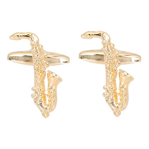 VALICLUD Herren Manschettenknöpfe Saxophon form Goldfarben Kreative Stilvolle Hemdmanschetten knöpfe für Business Hochzeit Konzert Elegantes Accessoire für Männer von VALICLUD