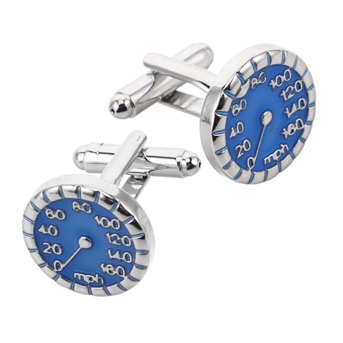 VALICLUD Manschettenknöpfe Aus Metall Mit Tachometer-motiv Blau Für Herren Formelle Anlässe Geschäftstreffen Hochzeitsaccessoires Ärmel-kleidungsaccessoires von VALICLUD