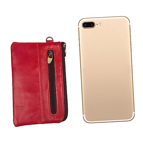 VALICLUD Herren Retro Brieftasche Aus Kunstleder Mit Reißverschluss Multifunktionale Geldbörse Rote Handtasche Für Männer Kompakt Für Münzen Und Karten Für Geschäftsleute Und Studenten von VALICLUD