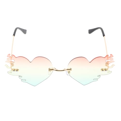 VALICLUD Herzförmige Sonnenbrille Damen Herren Rahmenlos Goldfarben Partybrille Modisch Langlebig Vielseitig für Erwachsene VALICLUD Herzförmige Sonnenbrille Damen Herren Rahmenlos Goldfarben Partybrille Modisch Langlebig Vielseitig für Erwachsene von VALICLUD