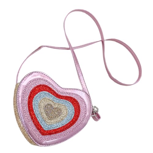 VALICLUD Herz-geldbörse Mit Schultergurt Umhängegurt Tasche Herz-Form Tasche Aus Leichtem Pu Für Kleine Mädchen Handliche Herz-Handtasche von VALICLUD