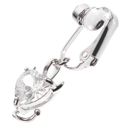 VALICLUD Herzförmiger Bauchnabelring mit Zirkonanhänger Clip Design Modischer Abnehmbarer Fake Belly Button Ring für Frauen Sicherer Leichter Schmuck Piercing Elegant und Langlebig von VALICLUD
