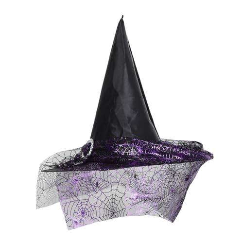 VALICLUD Hexen Hut halloween dekoration Hexenhut Zaubererhut für welche Hüte für Erwachsene Zaubererhut Professor McGonagall Kostüm Spinnenumhang Nase Hut Polyester Violett von VALICLUD