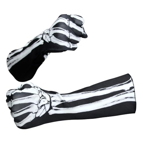 VALICLUD Hexenhandschuhe Skelett Handschuhe Halloween Skeleton Middleskull Gothische ?nner Cosplay Skelett Hand Halloween Neuheit Sch?del Knochen von VALICLUD