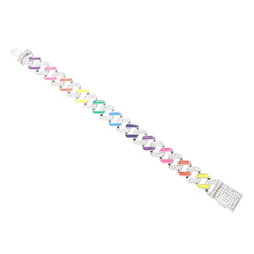 VALICLUD Strass Regenbogen Armband Für Herren Eleganter Funkelnder Handgelenkschmuck Hip Hop Strass Kette Kristallen von VALICLUD