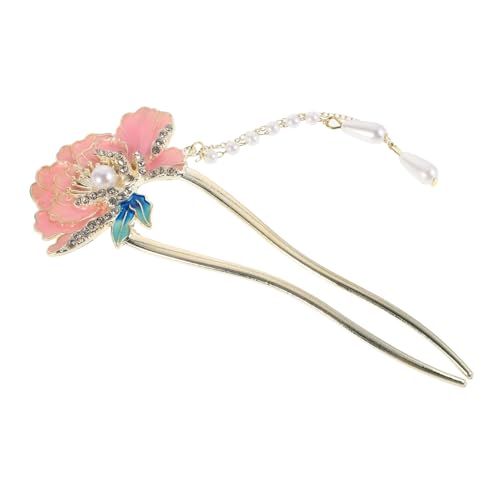 VALICLUD Hochsteckfrisur-duttnadeln U-förmige Gemusterte Haarnadeln Pfingstrosenblume Chinesische Haarnadel Traditionelle Emaille-finish Für Damen Hochzeit Party Schmuck von VALICLUD