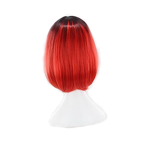 VALICLUD Farbverlaufsperücke Rot Bob Für Damen Kunsthaar Kurzhaarperücke Glatte Cosplay-perücke Spitze Hochtemperatur Partys Und Alltag Geeignet von VALICLUD