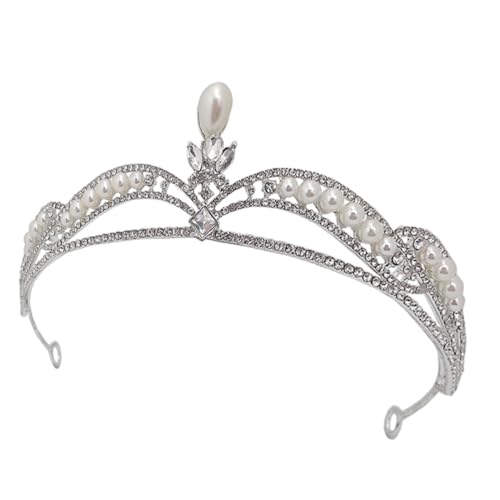 VALICLUD Hochwertiges Braut Stirnband mit Künstlichen Perlen und Funkelnden Strasssteinen Verstellbare Tiara Krone für Damen Stabiler Haarschmuck für Hochzeit Verlobung und Festliche von VALICLUD