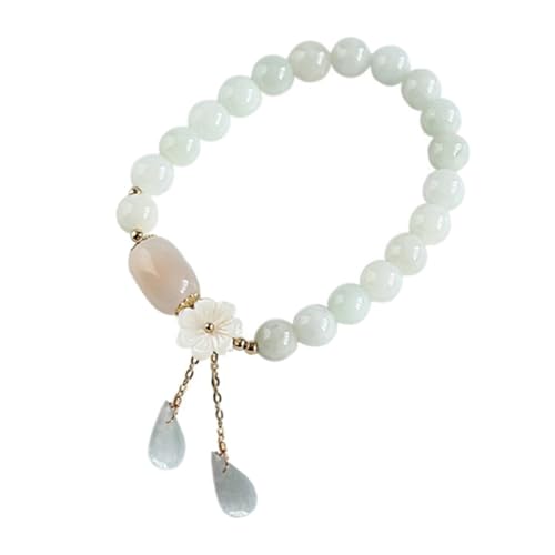 VALICLUD Hochwertiges Jade Armband Damen Natürlicher Edelstein Schmuckarmband mit Muschelblüten Design Elegant Schmuck für Frauen und Geschenkoption von VALICLUD