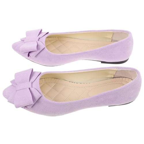 VALICLUD Hochzeitsarbeit Flache Schuhe Damen Ballerinas Flache Brautschuhe Damenschuhe Wohnungen Frauenschuhe Brautschuhe für die Hochzeit Frauen Arbeitsschuhe Wildleder- Violett von VALICLUD