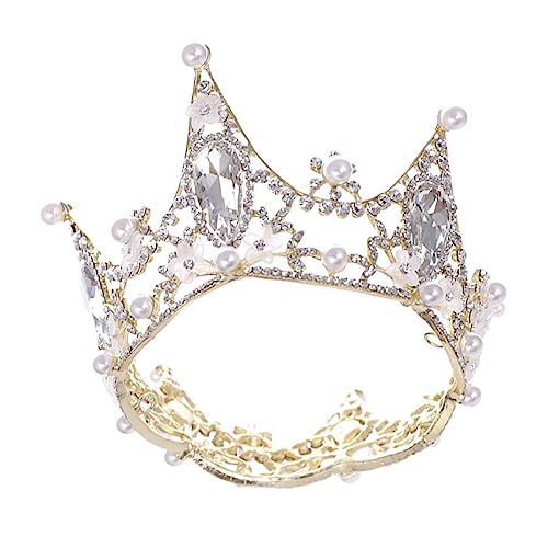 VALICLUD Hochzeitskrone Im Barockstil Mit Perlen Und Kristallen Königinnenkrone Für Brautschmuck Glänzendes Tiaraband Für Braut von VALICLUD