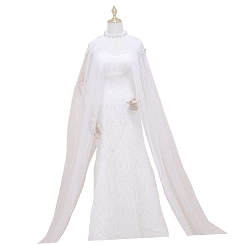 VALICLUD Hochzeitsumhang für Bräute Eleganter Mesh Cape mit Fransen für Hochzeitsfeiern Festliche Anlässe Weiß für Damen Perfektes Accessoire für Brautkleid von VALICLUD
