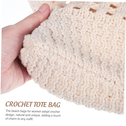 VALICLUD Hohle Gehäkelte Strandtasche Damen Schultertasche Leicht Vielseitig für Urlaub Shopping Alltag Modische Gewebte Tragetasche Umhängetasche Beach Tote Bag von VALICLUD