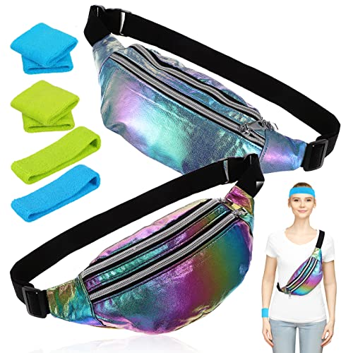 VALICLUD Holografische Bauchtasche Für Damen Im 80er-Jahre-Stil Workout-zubehör-Set Mit Stirnbändern Und Armbändern Vintage-Bauchtasche Zubehör-Set von VALICLUD