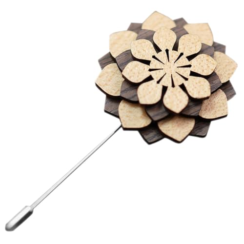 VALICLUD Holzblumen Anstecknadel Herren Handgefertigte Sonnenblume Brosche Langlebiges Material Boutonniere für Anzug Vielseitiges Accessoire für Hochzeit Party Festliche Anlässe von VALICLUD