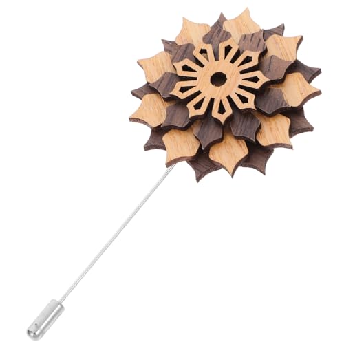 VALICLUD Holzblumen Brosche Herren Lapel Pin mit Perlenlegierung Modisch Dekorative Anstecknadel Stilvoller Boutonniere für Anzug Geeignet für Hochzeit Party Valentinstag und Festliche von VALICLUD