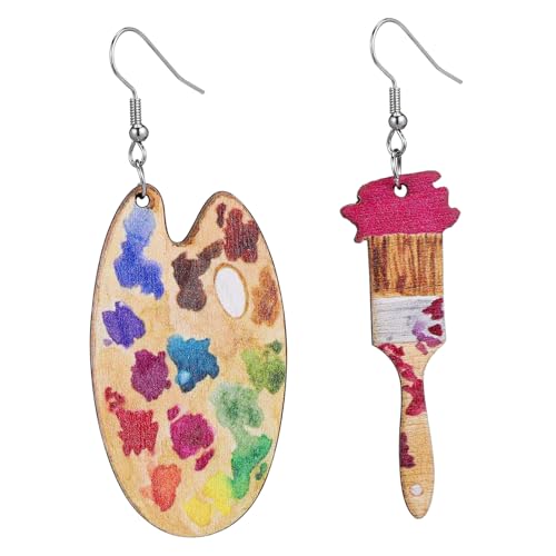 VALICLUD Holzohrringe Für Damen Malerei-ohrringe Ohrhänger Aus Holz Kunst-schmuck Schmuck Für Alltag von VALICLUD