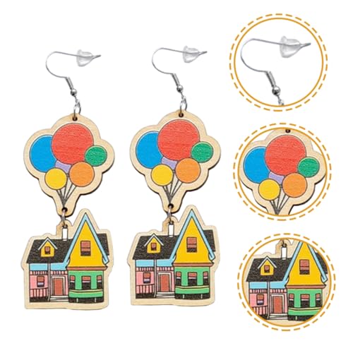 VALICLUD Holzohrringe Haus Anhänger Damen Leicht Boho stil Bunte Holzschmuck für Strand Urlaub Alltag von VALICLUD