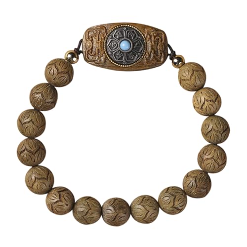 VALICLUD Holzperlen Armband Unisex aus Grünem Sandelholz Langlebiges DIY Gebetsarmband mit Sechs Silben Stilvolles Sommer Schmuckstück für Damen und Herren von VALICLUD