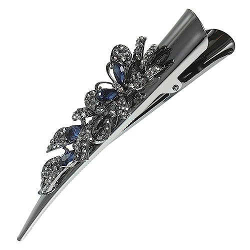 VALICLUD Hornclip Haarkarte retro Alligator farbig Haarklammer Stilvoll Orchidee haarschmuck funkelnde Haarspangen Haarspange mit Strass Brauthaarclip Haarspangen mit Strass Kristall Blau von VALICLUD