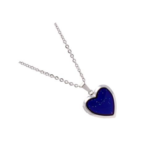 VALICLUD Halskette blaue Herzkette mit Anhänger Herzkette für Mädchen Halsreifen für Mädchen Herzanhänger mit Öffnung zarte Damenkette Ziemlich Pullover Kette Fräulein von VALICLUD
