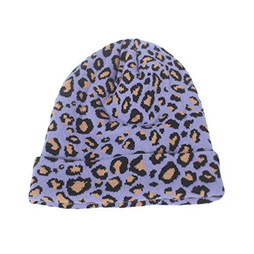 VALICLUD Leopard Strickmütze Damen - Warme Wintermütze Aus Wolle Für Frauen - Beanie Hut Für Herbst Und Winter - Modeaccessoire Für Drinnen Und Draußen von VALICLUD