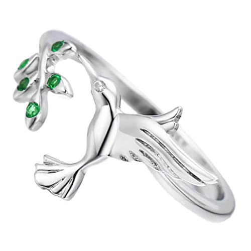 VALICLUD Hummingbird Design Offener Ring für Damen Verstellbarer Kreativer Fingerring Hochwertigem Material für Täglichen Gebrauch Besondere Anlässe Platinfarbe von VALICLUD