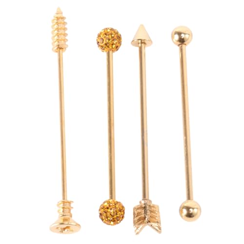 VALICLUD Industrial Barbell Ohrstecker aus Goldenes mit Design Doppelte Ohrlöcher Sicherer Ohrknorpelschmuck für Damen und Herren von VALICLUD