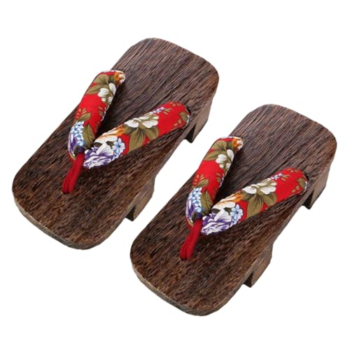 VALICLUD Japanische Clog Hausschuhe Damen aus Holz und Traditionelles Muster Leicht und Tragbar Bequeme Pantoletten für Zuhause Cosplay und Freizeit rutschfest und Langlebig Geeignet von VALICLUD