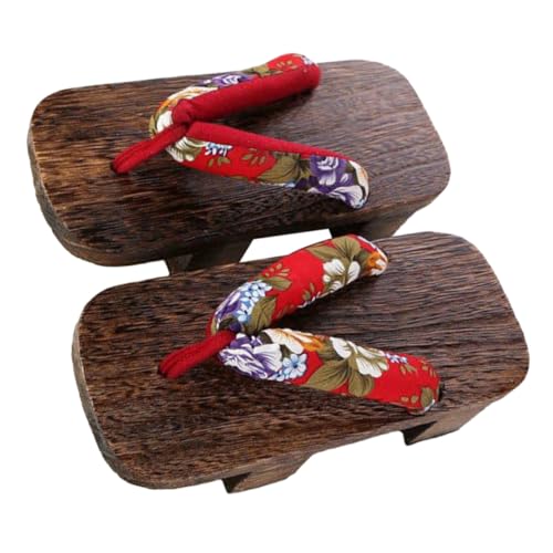 VALICLUD Japanische Clog Sandalen Damen Holzschuhe mit Traditionellem Muster rutschfest Leicht und Sommerliche Hausschuhe für Freizeit Party und Alltag Dekorative Clogs für Drinnen und von VALICLUD