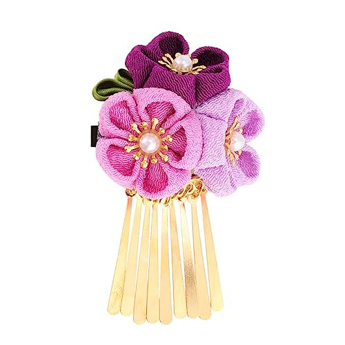 VALICLUD Japanischer Blumen Haarclip Mit Quasten Für Kimono Traditionelles Haarschmuck Zubehör Für Damen Rosa Und Violett Weiches Material Für Hochzeiten Und Feste von VALICLUD
