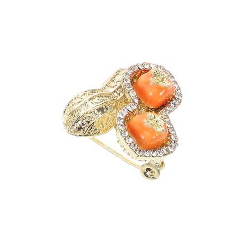 VALICLUD Kaki Brosche Kleiderabzeichen Kristall Brosche Gewandkragennadel Cardigan Clip Kleidernadel Strass-fruchtbrosche Rucksackstift Erdnussschmuck Jacken Brosche Zinklegierung Orange von VALICLUD