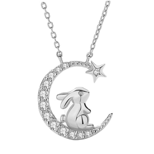 VALICLUD Strass Halskette S925 Silber Mond Halskette Dekorative Schwester Modische Anlass Tragen von VALICLUD