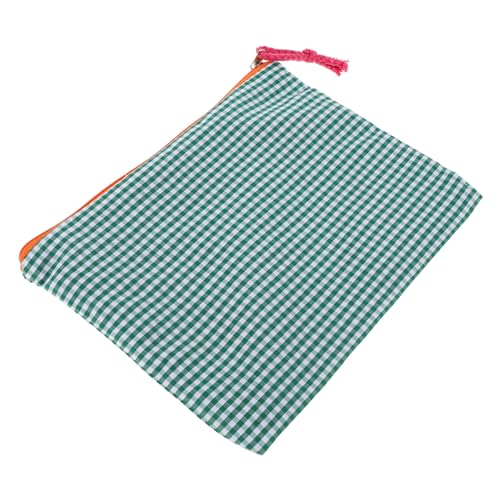 VALICLUD Karierte Kosmetiktasche tragbarer Kosmetikbeutel Reise-Make-up-Koffer Windeltaschen-Organizer-Beutel Tragbare Lippenstifttasche Bettwäsche aus Baumwolle Green VALICLUD Karierte Kosmetiktasche tragbarer Kosmetikbeutel Reise-Make-up-Koffer Windeltaschen-Organizer-Beutel Tragbare Lippenstifttasche Bettwäsche aus Baumwolle Green von VALICLUD