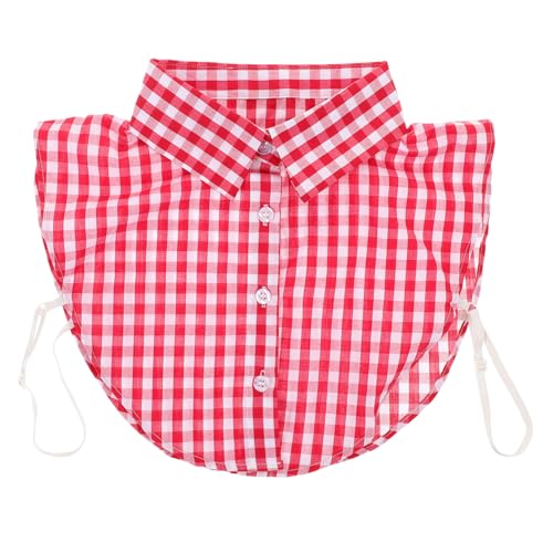 VALICLUD Karierter Falscher Kragen Abnehmbarer Falscher Kragen Halbe Hemdbluse Kariert Abnehmbar – Für Frauen Und Mädchen Büro Freizeit Party Passende Outfits von VALICLUD