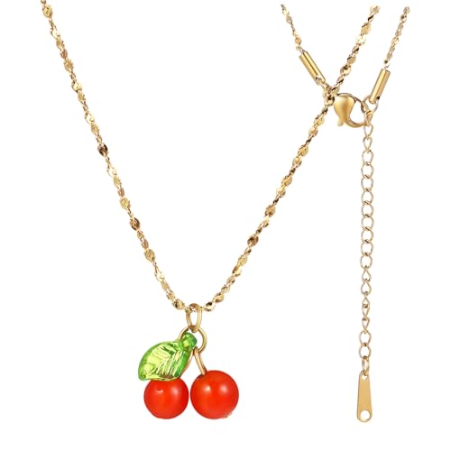 VALICLUD Kirsche Anhänger Halskette Für Frauen Obst Frühlings Brautschmuck Damen Neuartige Schlüsselbein Statement Schmuck von VALICLUD