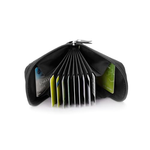 VALICLUD Kartenetui Organizer aus Echtem mit Reißverschluss Kompakte Geldbörse für Damen und Herren Sicherer Kreditkartenhalter Multifunktionale Tasche für Münzen und Kleingeld Leicht und von VALICLUD