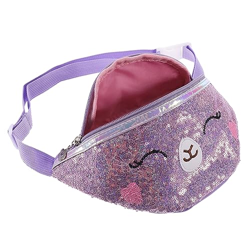 VALICLUD Katze Umhängetasche Crossbody-gürteltasche Bauchtasche Für Mädchen Taschen Für Mädchen Rosa Handtasche Bauchtasche Lustig Mini-gürteltasche Pailletten Violett Kind Junge Fanny Pu von VALICLUD