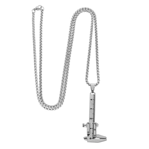VALICLUD Kette mit Messschieber Anhänger Damen und Herren Pullover Halskette Dualfunktional Schmuckstück Silberfarben Langlebig und Vielseitig Einsetzbar von VALICLUD