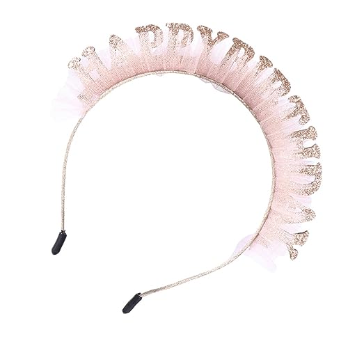 VALICLUD Kindergeburtstag Haarband aus Rosa Spitze mit Buchstaben Happy Birthday für Partys und Festliche Anlässe Langlebiges und Haarschmuck für Mädchen von VALICLUD