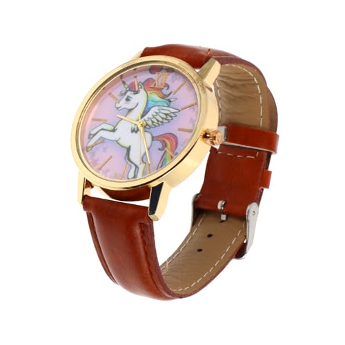 VALICLUD Kinderuhr Mit Lederarmband wasserdichte Quarzuhr Für Jungen Und Mädchen Einstellbare Armbanduhr Mit Süßem Einhorn-Design Für Schule Und von VALICLUD