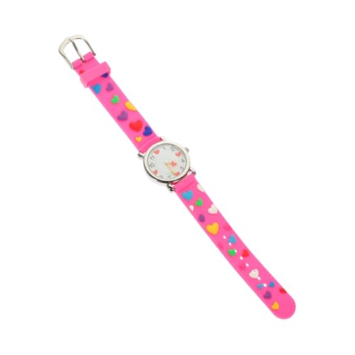 VALICLUD Kinderuhr mit Herzmotiv Rosa Silikonarmband Analog Verstellbar Leicht und Tragbar für Lernuhr und Modisches Geschenk von VALICLUD
