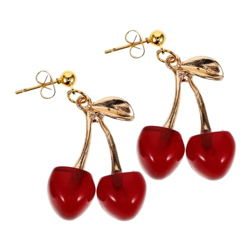 VALICLUD Kirschen Ohrringe Damen Baumelnde Frucht Ohrringe Rote Transparente Statement Ohrhänger Sommerparty Schmuck von VALICLUD