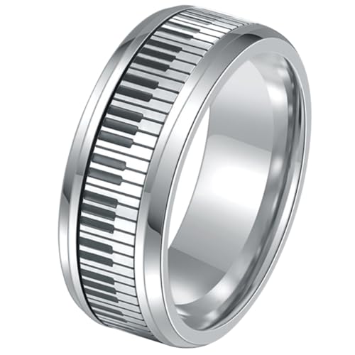 VALICLUD Klavier Tastenschmuck Drehbarer Fingerring Musikfestival Modischer Herrenring Angenehm zu Tragen Langlebig und Rostfrei von VALICLUD