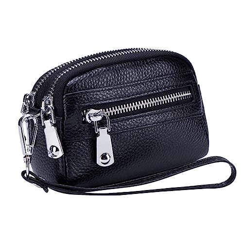 VALICLUD Kleine Damen Geldbörse mit Doppelreißverschluss Portemonnaie aus Langlebigem Rindsleder Kompakter Kartenhalter und Münzfach Vielseitig für Reisen Shopping Party Geschenkidee für von VALICLUD