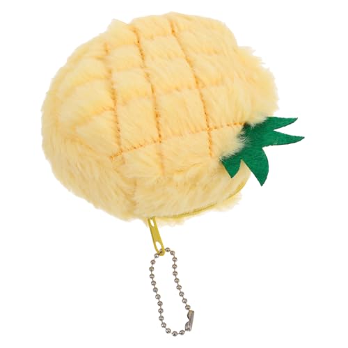 VALICLUD Ananas Plüsch Geldbörse Für Junge Mädchen Weiche Münztasche Schlüsselanhänger Flauschiger Geldbeutel Ausgestopfte Tasche Zum Aufhängen von VALICLUD