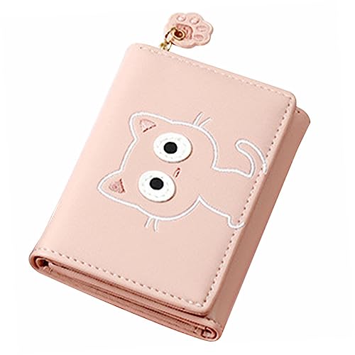 VALICLUD Kleine Katzen-geldbörse Mit Großer Kapazität Süßes Pu-Material Für Karten Und Münzen Kompakte Aufbewahrungstasche Für Damen Einzigartige Katzenstickerei Langlebig Und von VALICLUD