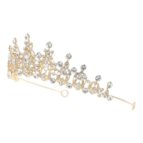 VALICLUD Kleine Krone Tiara Kronenstirnband Hochzeitszubehör Brautkronen für die Hochzeit Brautjungfer haarschmuck Hochzeitsdiademe für die Braut Kristall-Hochzeits-Stirnband Metall Golden von VALICLUD