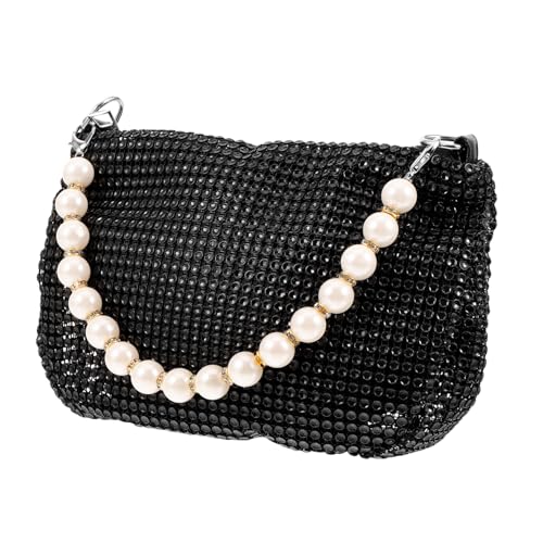 VALICLUD Kleine Umhängetasche Damen mit Perlenkette Modische Casual Chain Bag Leichte Schultertasche für Alltag und Besondere Anlässe Praktische Handtasche Klein mit Sicherem Stauraum von VALICLUD
